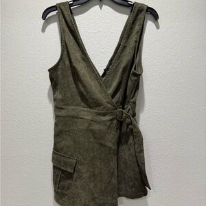 Elegant Olive Sleeveless Wrap romper